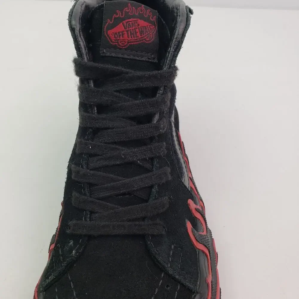 Vans Sk8 Hi Flame Womens Size 5 Mens Sz 3.5 Black Suede Sneaker Shoes